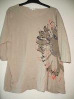 Bruine, dames T-shirt met bloem -- maat 2XL - Vogele, Kleding | Dames, Bruin, Maat 46/48 (XL) of groter, Ophalen of Verzenden