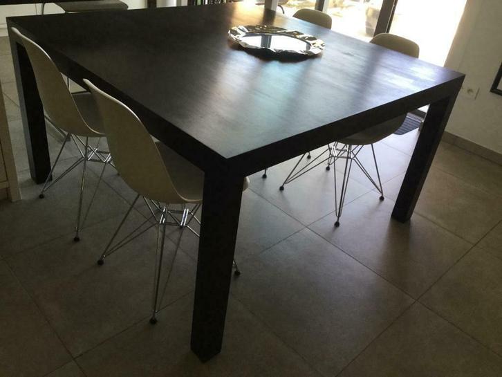 Eettafel, Huis en Inrichting, Tafels | Eettafels, Gebruikt, Vijf personen of meer, Vierkant, Eikenhout, Ophalen