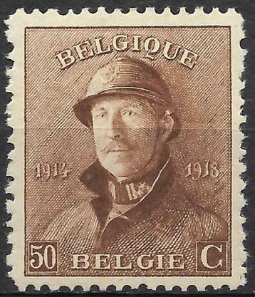 POSTZEGELS BELGIË- ALBERT I MET HELM- nr. 174* - PLAKKER, Timbres & Monnaies, Trace d'autocollant, Enlèvement ou Envoi, Non oblitéré