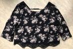 Cropped blouse met bloemetjes, Vêtements | Femmes, Blouses & Tuniques, Comme neuf, Taille 36 (S), Noir, Envoi