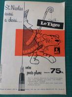 Tintin - timbres Tintin - publicité papier Le Tigre - 1958, Collections, Autres types, Utilisé, Enlèvement ou Envoi