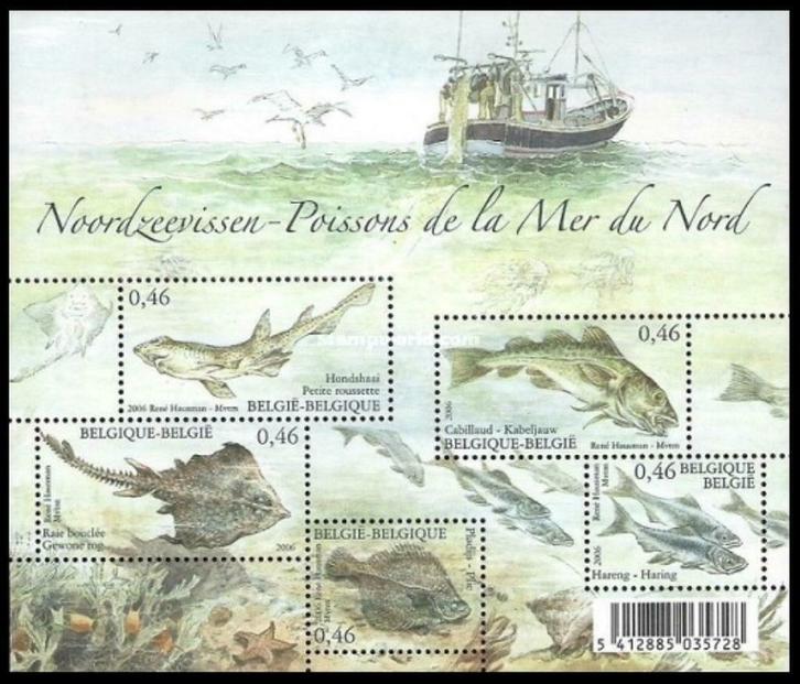 BL130 Timbres Nature Poisson de la Mer du Nord, Timbres & Monnaies, Timbres | Europe | Belgique, Timbre-poste, Enlèvement ou Envoi