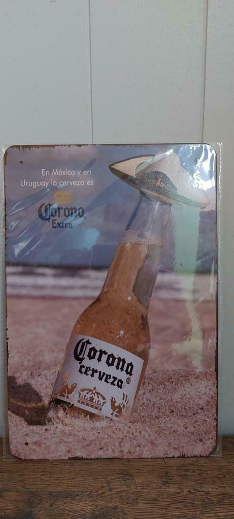 Panneau publicitaire en métal Corona Cerveza, Jardin & Terrasse, Décoration murale de jardin, Neuf, Envoi