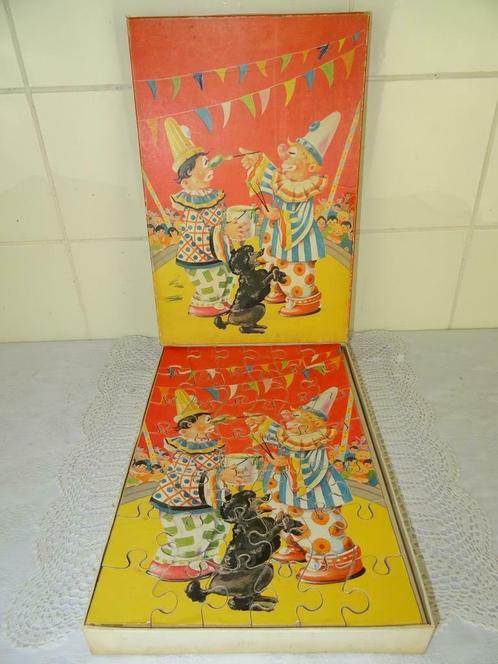 Vintage houten puzzel Clowns antieke puzzel curiosa 1960 wow, Antiek en Kunst, Curiosa en Brocante, Ophalen of Verzenden