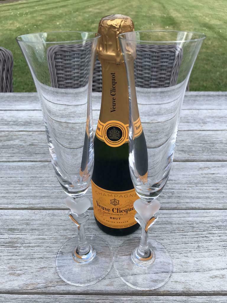 2 Champagneglazen in kristal met hartjes *Nieuw*, Ophalen of Verzenden, Nieuw