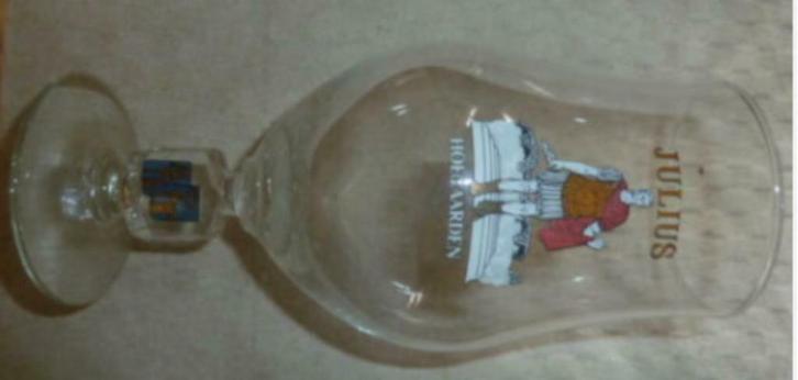 #A bier glas JULIUS - HOEGAARDEN " voet dubbel wapenschild ", Verzamelen, Glas en Drinkglazen, Nieuw, Bierglas, Ophalen of Verzenden