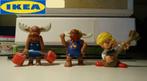 Drie rubberen figuurtjes van Ikea kindermenu (hoogte: 6 cm)., Verzamelen, Poppetjes en Figuurtjes, Nieuw, Ophalen of Verzenden