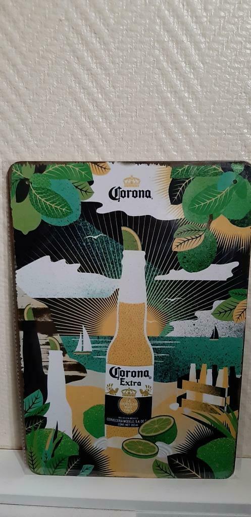 Metalen reclamebord Corona bier, Verzamelen, Biermerken, Nieuw, Reclamebord, Plaat of Schild, Ophalen of Verzenden