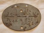 WWII Duitse dog tag TURK B.P.B 123 (E), Collections, Objets militaires | Seconde Guerre mondiale, Emblème ou Badge, Armée de terre