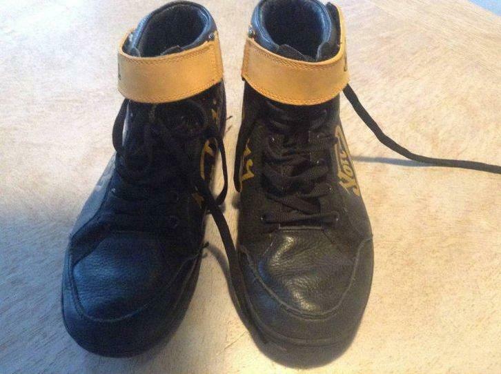 Zwarte bottines gele klittenband 'Von Dutch' (maat 40), Kleding | Heren, Schoenen, Gedragen, Overige typen, Overige kleuren, Ophalen of Verzenden