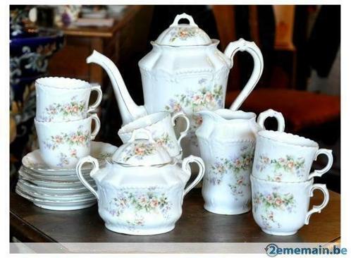 service a café en porcelaine bouquet myosotis, Antiquités & Art, Antiquités | Céramique & Poterie