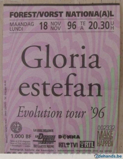 oud ticket Gloria Estefan concert, Verzamelen, Film en Tv, Gebruikt