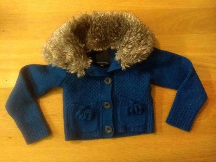 Kort trui/vestje met kraag in bont - JBC - maat 116, Kinderen en Baby's, Kinderkleding | Maat 116, Gebruikt, Meisje, Trui of Vest