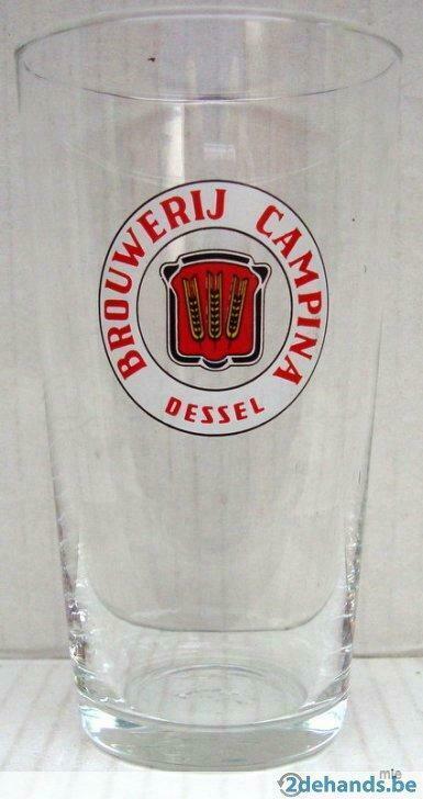 Bier brouwerij glas Campina Dessel fijne tekst, Collections, Marques de bière, Utilisé, Enlèvement ou Envoi