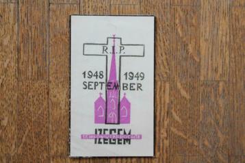Carte de prière pour tous les défunts Izegem 1948-1949, Enlèvement ou Envoi, Image pieuse