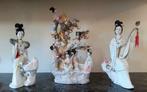 Lot 3 statuettes chinoises porcelaine émaillée peintes main, Antiquités & Art, Enlèvement
