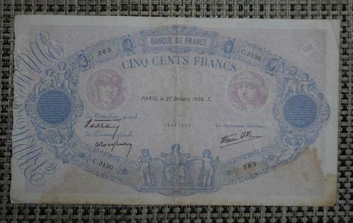 Billet 500 Francs France 1938, Timbres & Monnaies, Billets de banque | Europe | Billets non-euro, Série, France, Enlèvement ou Envoi