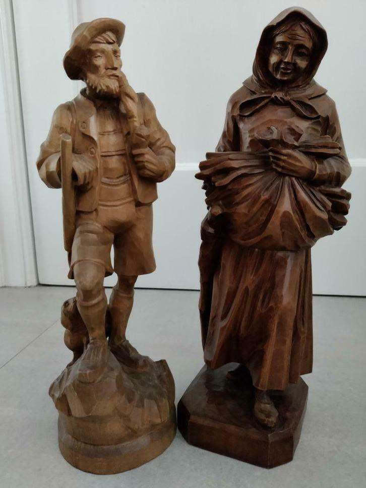 houten uitgesneden beelden, Antiek en Kunst, Kunst | Beelden en Houtsnijwerken, Ophalen