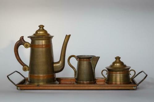 Koperen koffieset, Antiquités & Art, Antiquités | Bronze & Cuivre, Cuivre, Enlèvement