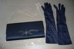 Handtassen voor suitekledij donkerblauw + handschoenen, Ophalen of Verzenden, Gebruikt, Blauw, Avondtasje