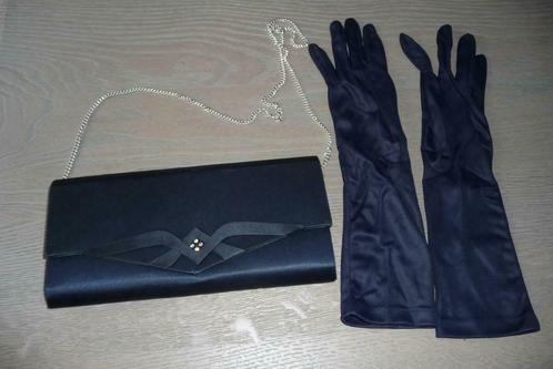 Handtassen voor suitekledij donkerblauw + handschoenen, Handtassen en Accessoires, Tassen | Damestassen, Gebruikt, Avondtasje