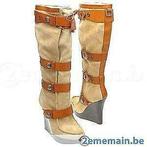 L.A.M.B CHARTRES Bottes compensées en daim beige neuves 42, Verzenden, Nieuw, Bruin, Hoge laarzen