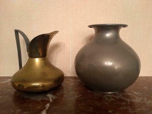 Vase rond en étain et cruche en cuivre de Metawa Holland, Maison & Meubles, Accessoires pour la Maison | Vases, Utilisé, Autres couleurs