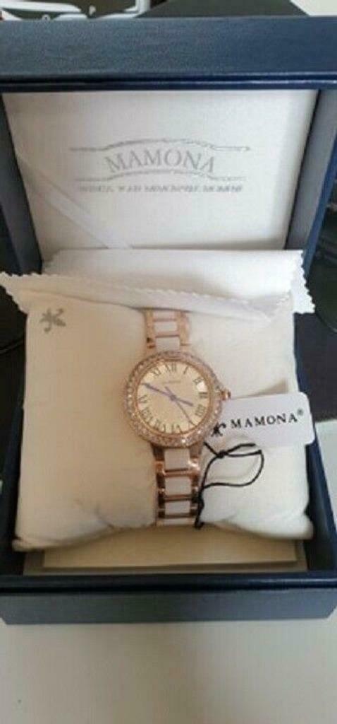 Mamona Watch Dames quartz horloge kristal geaccentueerd in, Handtassen en Accessoires, Horloges | Dames, Nieuw, Polshorloge, Overige merken