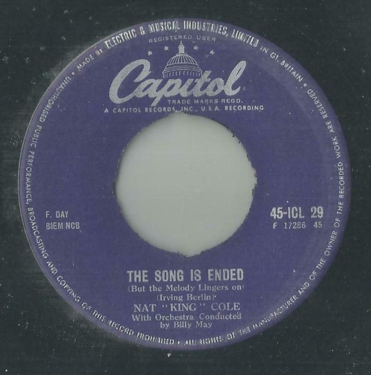 Nat King Cole – The song is ended / Once in a while – Single, Cd's en Dvd's, Vinyl Singles, Gebruikt, Single, Jazz en Blues, 7 inch