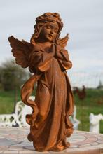 Beeld van een gietijzeren engel in gebed, Tuin en Terras, Tuinbeelden, Engelenbeeld, Overige materialen, Gebruikt, Ophalen of Verzenden