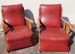 Les 2 fauteuils vintage confortables, Gebruikt, Leer, Ophalen
