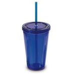 Plastic glas drinkglas met deksel en rietje groot blauw, Ophalen of Verzenden, Nieuw, Overige materialen