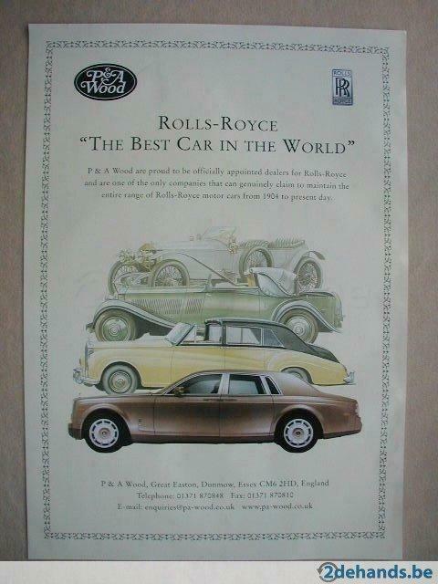 Poster Rolls Royce The Best Car in the World, Collections, Posters & Affiches, Neuf, Enlèvement ou Envoi