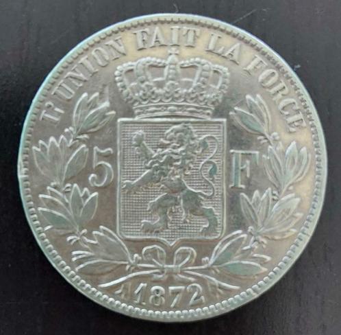 Belgium 1872 - 5 Fr. Zilver - Leopold II - Morin 159 - Pr, Timbres & Monnaies, Monnaies | Belgique, Monnaie en vrac, Argent, Argent