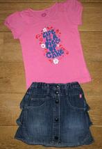 Filou & Friends jeansrokje en roze tshirt Cakewalk (110), Kinderen en Baby's, Kinderkleding | Maat 110, Meisje, Ophalen of Verzenden