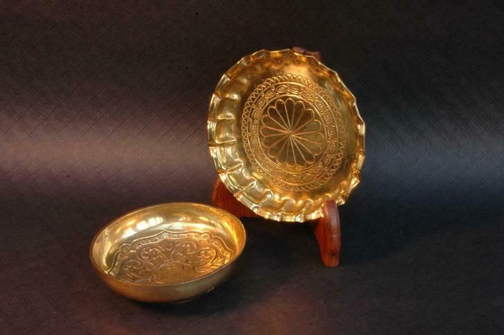 2 ANTIEKEN KOPEREN SIERSCHAALTJES - BRONS/MESSING, Antiek en Kunst, Antiek | Brons en Koper, Brons, Ophalen of Verzenden