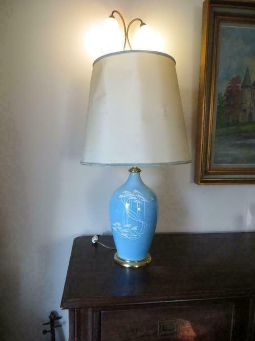 Mooie turkoois lampvoet met motief, Huis en Inrichting, Lampen | Hanglampen, Zo goed als nieuw, Minder dan 50 cm, Overige materialen