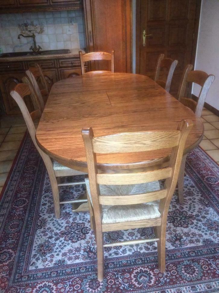 Massief eiken tafel, Huis en Inrichting, Tafels | Eettafels, Zo goed als nieuw, 50 tot 100 cm, 150 tot 200 cm, Vijf personen of meer
