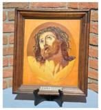 § gravure sur bois tête de christ cadre chêne, Antiquités & Art, Enlèvement ou Envoi