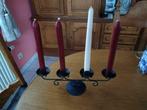Chandelier 4 bougies en métal noir - L 32,5 cm, Noir, Chandelier, Enlèvement ou Envoi, Métal