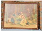 §cadre en bois sculpté chromo liseuse de carte, Antiek en Kunst, Ophalen of Verzenden