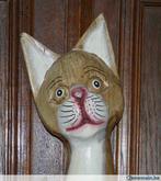 Chat stylisé, très belle sculpture en bois, hauteur 60cm., Ophalen of Verzenden