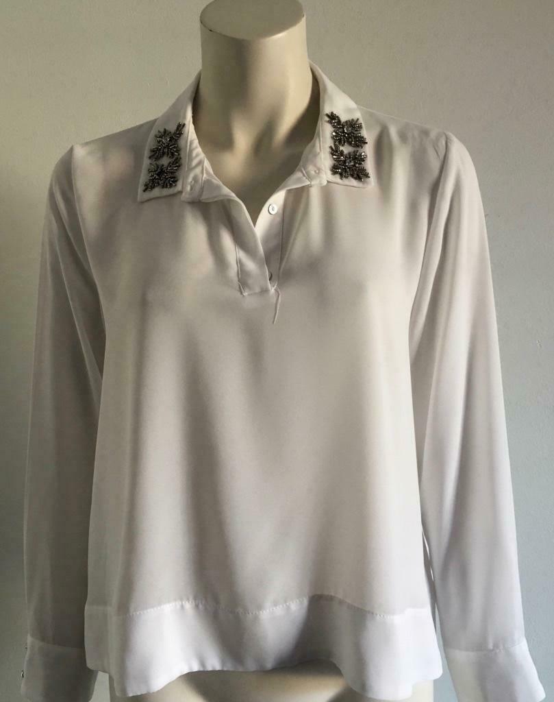 Witte blouse van Zara.  -  L, Verzenden, Maat 42/44 (L), Zo goed als nieuw, Wit