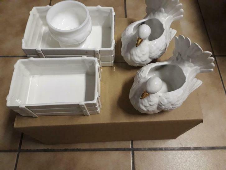 Set 5 bloempotjes decoratief in keramiek, Tuin en Terras, Bloempotten, Zo goed als nieuw, Aardewerk, Binnen, Minder dan 40 cm