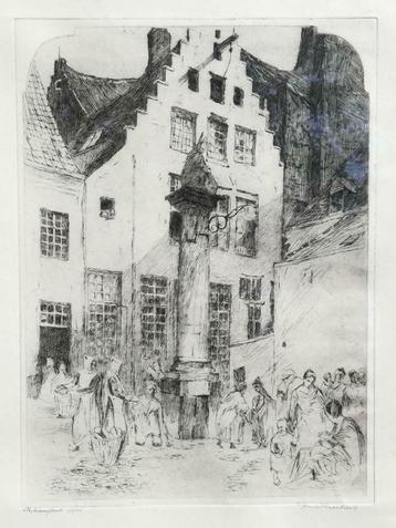 Henri Geertsen - Belle eau-forte - Place St Nicolas - Anvers, Enlèvement