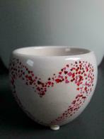 Cache pot blanc au motif cœur rouge/rose, Jardin & Terrasse, Rond, Moins de 25 cm, Moins de 40 cm, Enlèvement ou Envoi