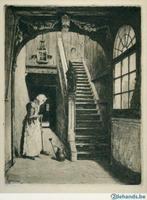 Ets 'Brouwershuis' van Charles Mertens, Antiek en Kunst, Kunst | Etsen en Gravures