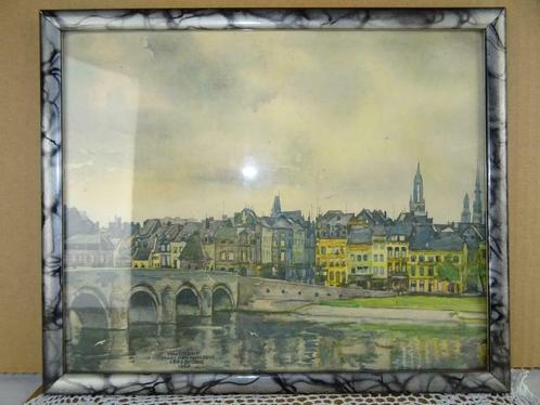 Peinture Maastricht Maas avec Maasbrug Cees Bolding 1938, Antiquités & Art, Art | Autres Art, Enlèvement ou Envoi
