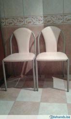 Vintage stoelen, Twee, Gebruikt, Metaal, Wit