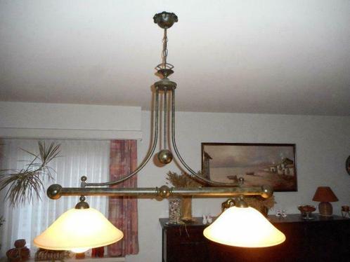 Hanglamp met 2 kappen, Huis en Inrichting, Lampen | Hanglampen, Gebruikt, 75 cm of meer, Metaal, Ophalen